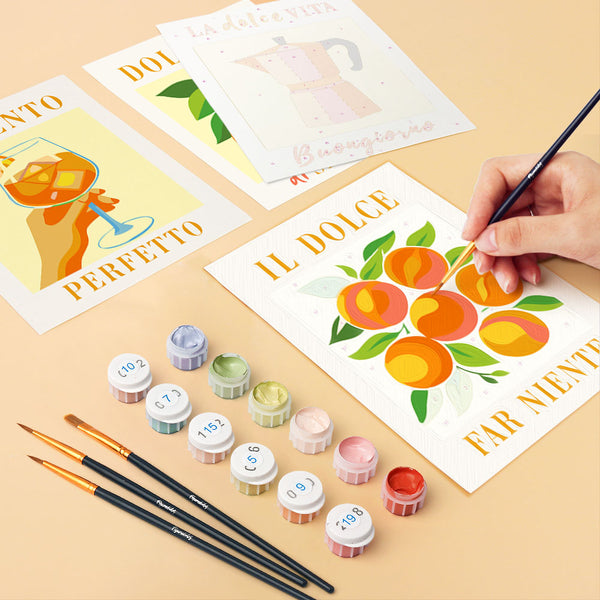 Mini Paint by numbers 6"x8" (6 pieces) - Italian Sunshine