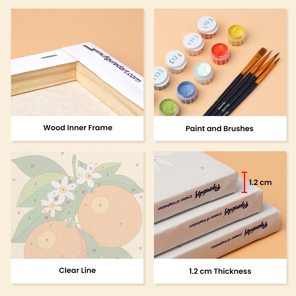 Mini Paint by numbers 6"x8" (6 pieces) - Italian Sunshine