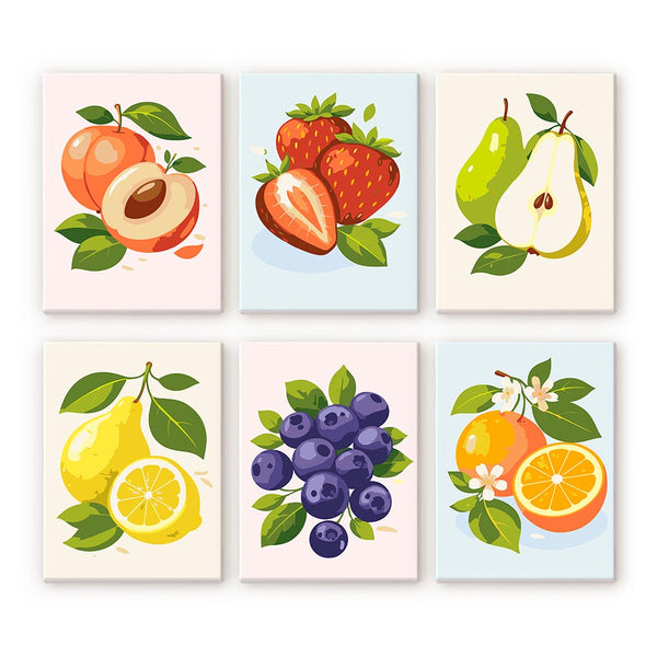 Mini Paint by numbers 6"x8" (6 pieces) - Garden Fruits Figured'Art