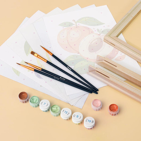 Mini Paint by numbers 6"x8" (6 pieces) - Garden Fruits