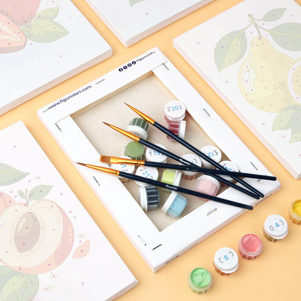 Mini Paint by numbers 6"x8" (6 pieces) - Garden Fruits