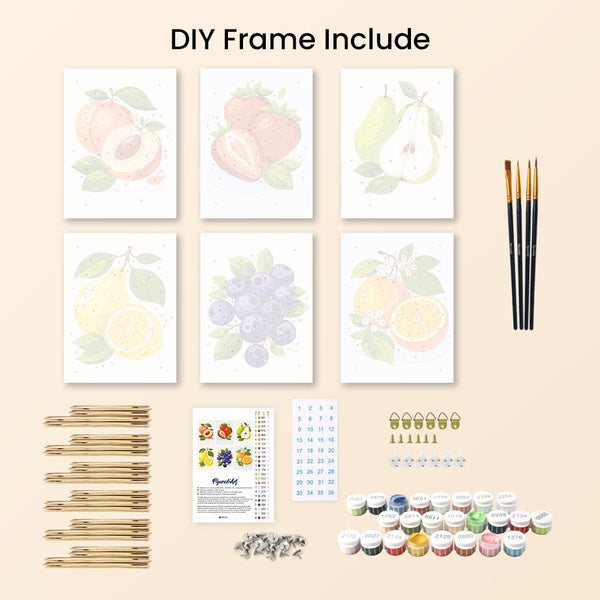 Mini Paint by numbers 6"x8" (6 pieces) - Garden Fruits