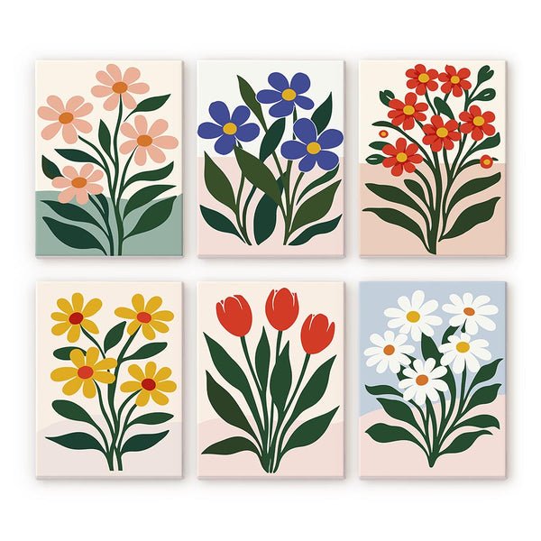 Mini Paint by numbers 6"x8" (6 pieces) - Modern Flowers Figured'Art