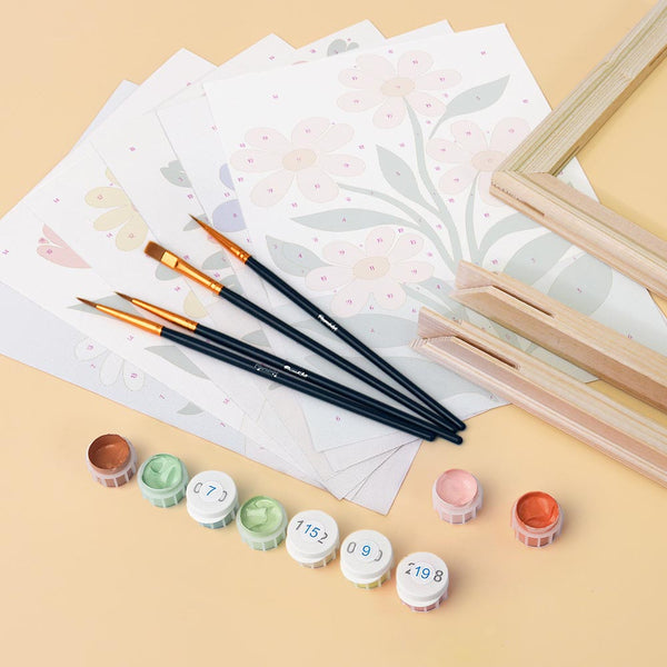 Mini Paint by numbers 6"x8" (6 pieces) - Modern Flowers