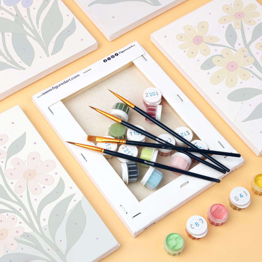 Mini Paint by numbers 6"x8" (6 pieces) - Modern Flowers