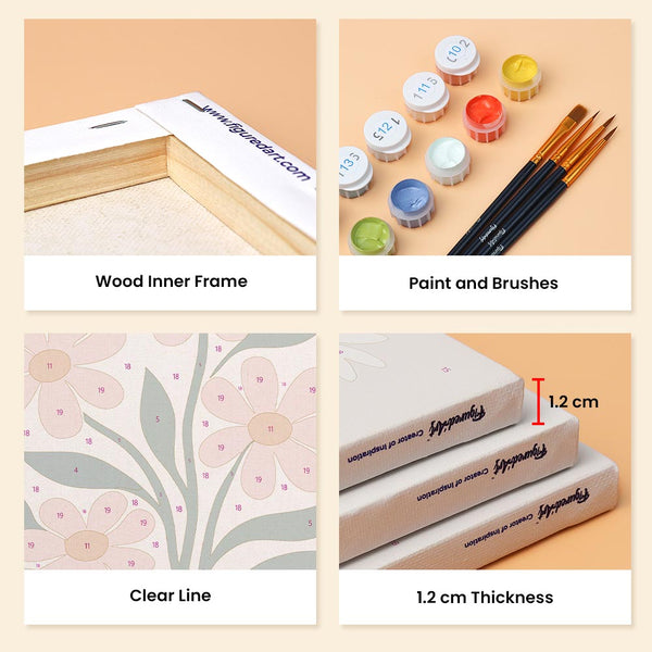 Mini Paint by numbers 6"x8" (6 pieces) - Modern Flowers