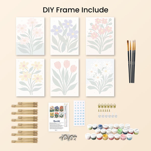 Mini Paint by numbers 6"x8" (6 pieces) - Modern Flowers