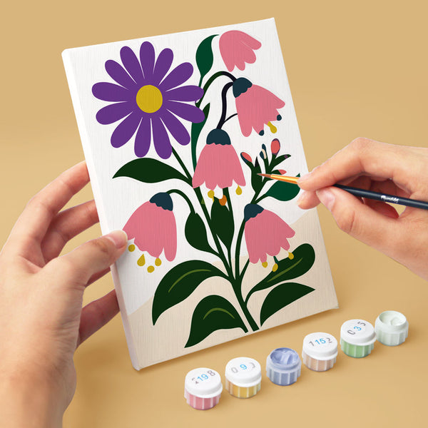 Mini Paint by numbers 6"x8" (6 pieces) - Graphic Flowers