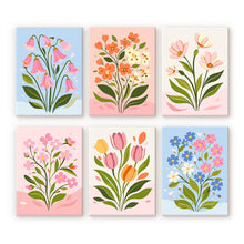 Load image into Gallery viewer, Mini Paint by numbers 6"x8" (6 pieces) - Pastel Flowers Figured'Art
