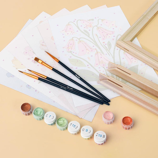 Mini Paint by numbers 6"x8" (6 pieces) - Pastel Flowers