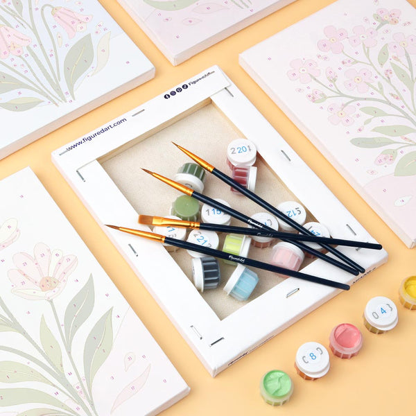 Mini Paint by numbers 6"x8" (6 pieces) - Pastel Flowers