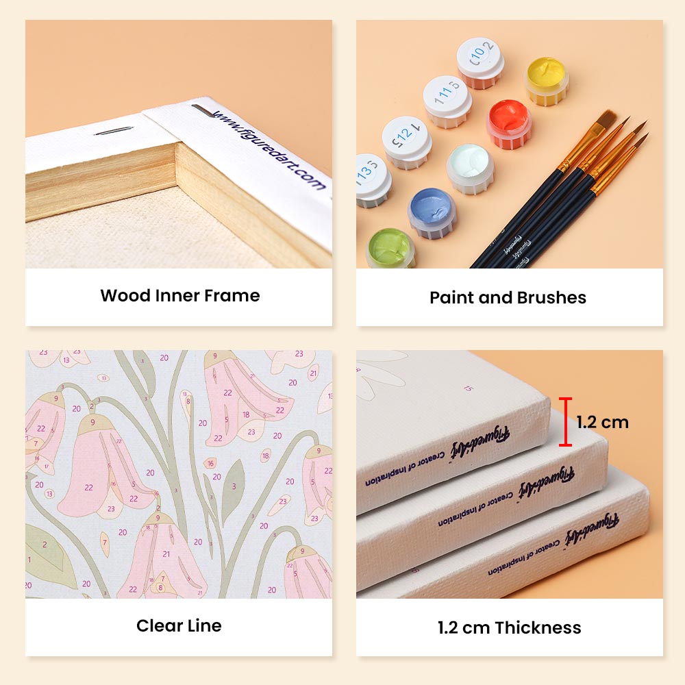 Mini Paint by numbers 6"x8" (6 pieces) - Pastel Flowers