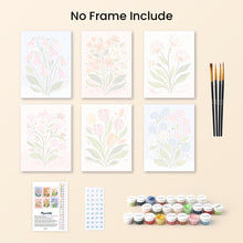 Load image into Gallery viewer, Mini Paint by numbers 6"x8" (6 pieces) - Pastel Flowers