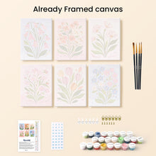 Load image into Gallery viewer, Mini Paint by numbers 6"x8" (6 pieces) - Pastel Flowers