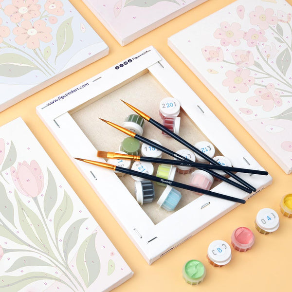 Mini Paint by numbers 6"x8" (6 pieces) - Country Flowers