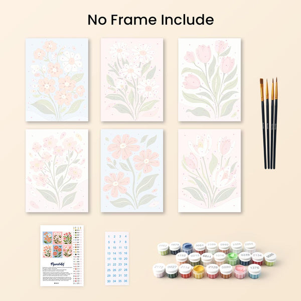 Mini Paint by numbers 6"x8" (6 pieces) - Country Flowers