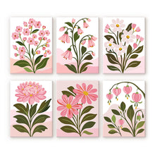 Load image into Gallery viewer, Mini Paint by numbers 6"x8" (6 pieces) - Pink Flowers Figured'Art