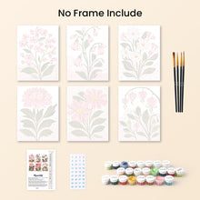 Load image into Gallery viewer, Mini Paint by numbers 6"x8" (6 pieces) - Pink Flowers
