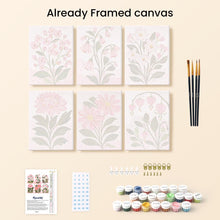 Load image into Gallery viewer, Mini Paint by numbers 6"x8" (6 pieces) - Pink Flowers