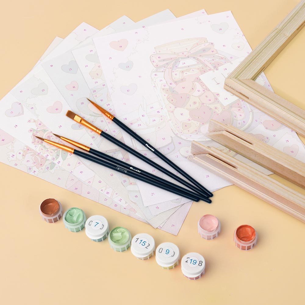 Mini Paint by numbers 6"x8" (6 pieces) - Valentine's Day