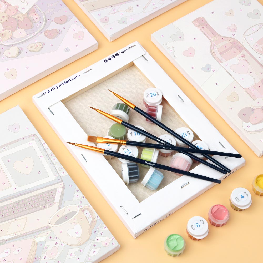 Mini Paint by numbers 6"x8" (6 pieces) - Valentine's Day