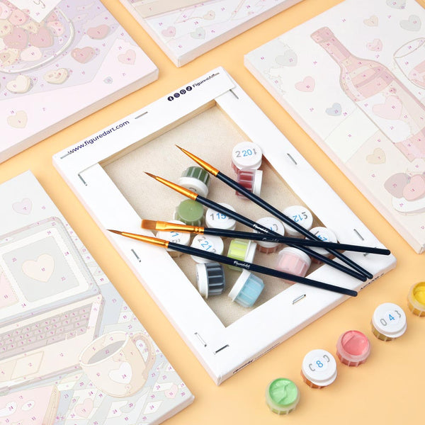 Mini Paint by numbers 6"x8" (6 pieces) - Valentine's Day