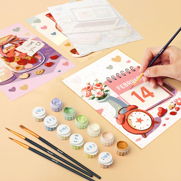 Mini Paint by numbers 6"x8" (6 pieces) - Valentine's Day