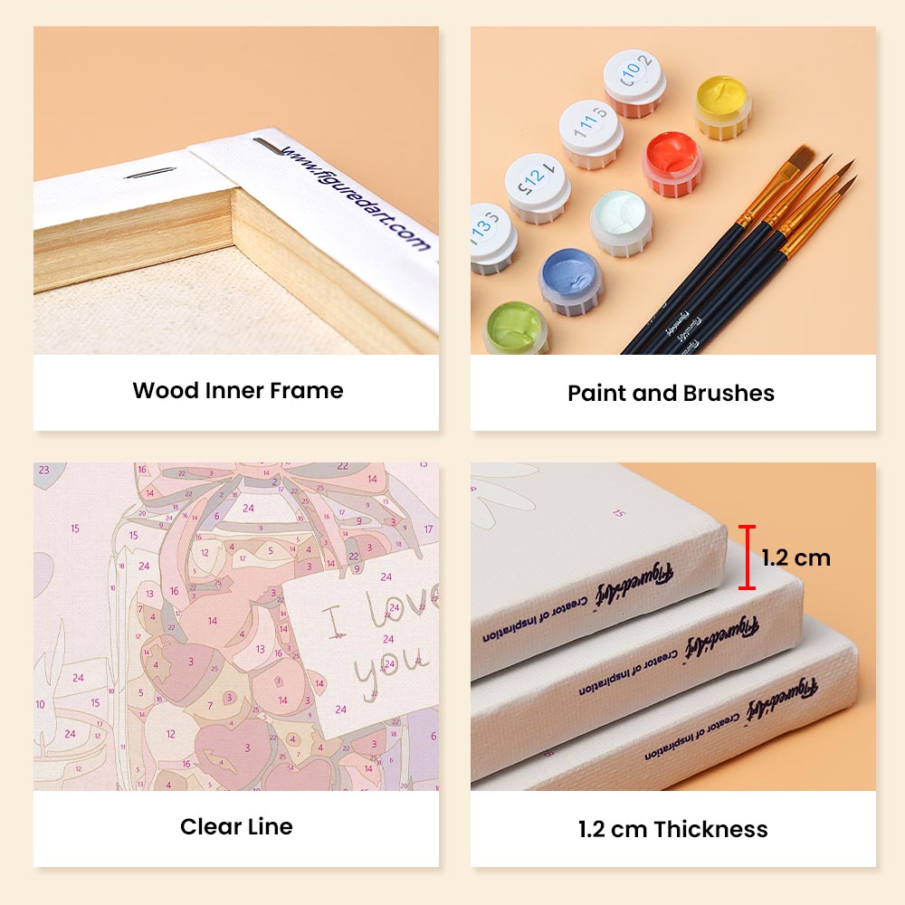 Mini Paint by numbers 6"x8" (6 pieces) - Valentine's Day