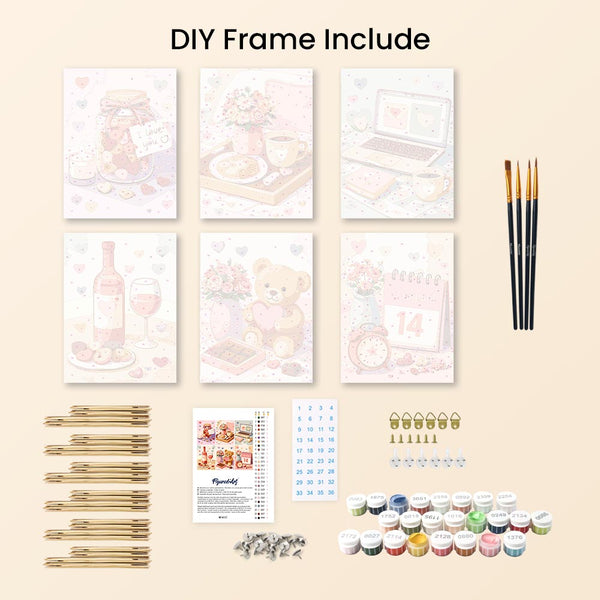 Mini Paint by numbers 6"x8" (6 pieces) - Valentine's Day