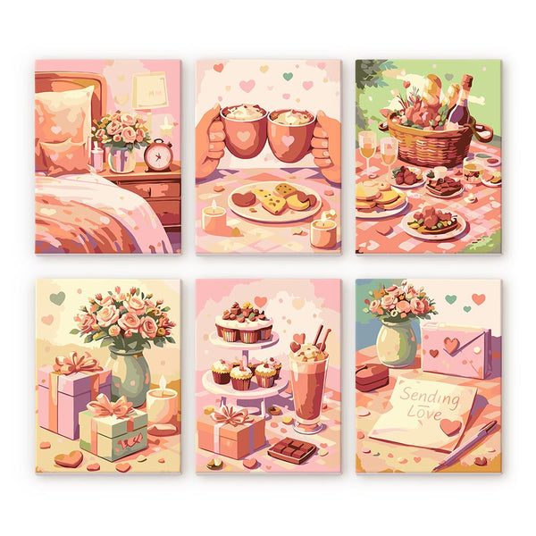 Mini Paint by numbers 6"x8" (6 pieces) - Love Gifts Figured'Art