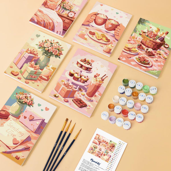 Mini Paint by numbers 6"x8" (6 pieces) - Love Gifts