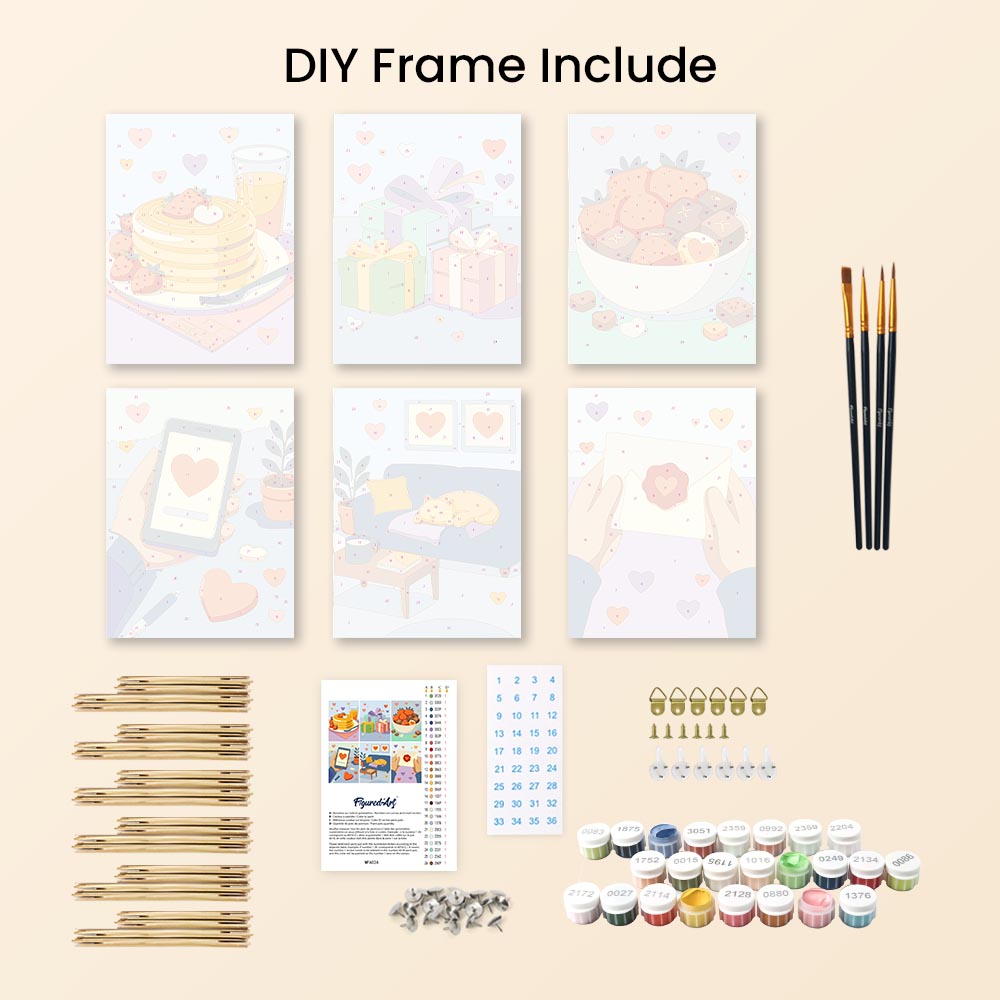 Mini Paint by numbers 6"x8" (6 pieces) - Everyday Love