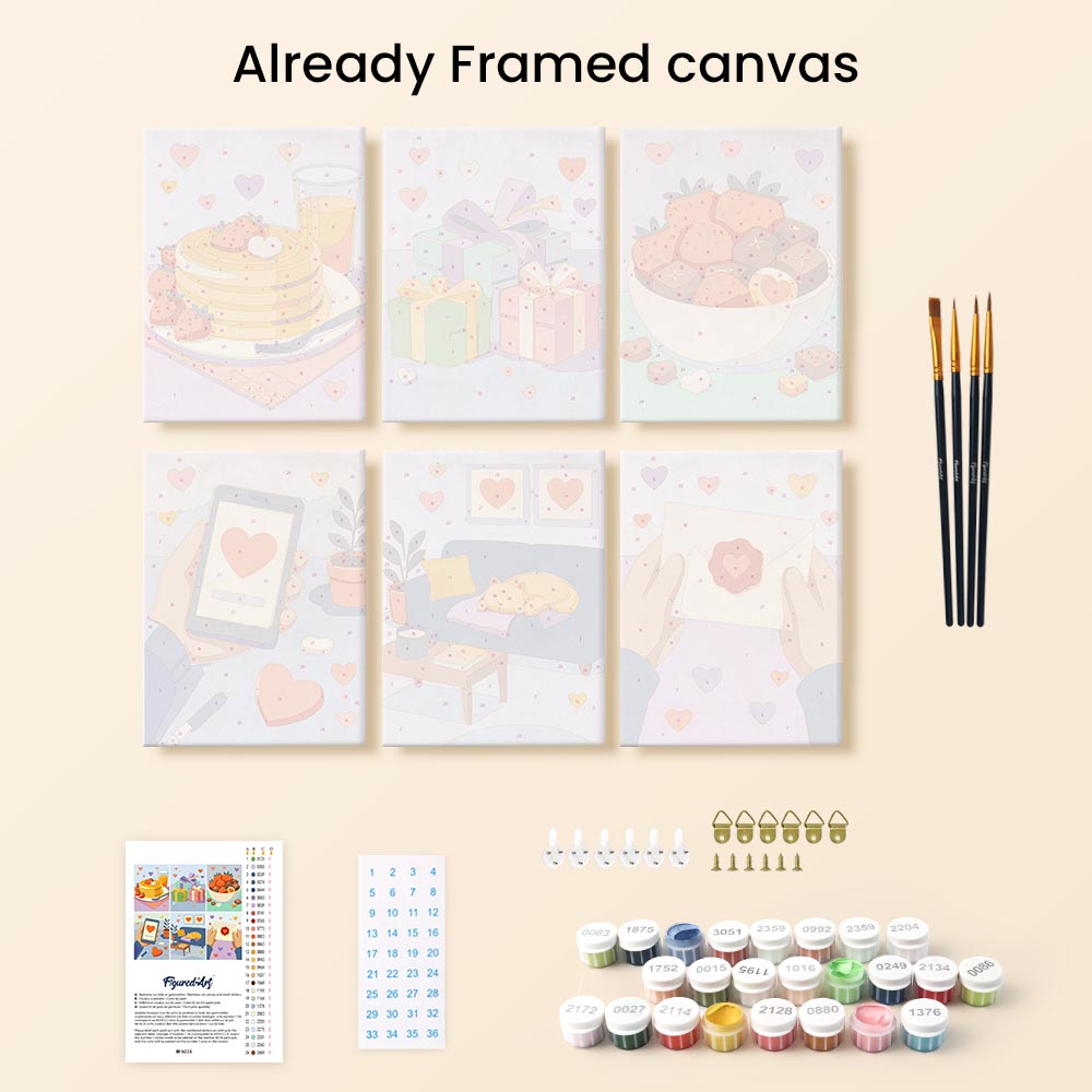 Mini Paint by numbers 6"x8" (6 pieces) - Everyday Love