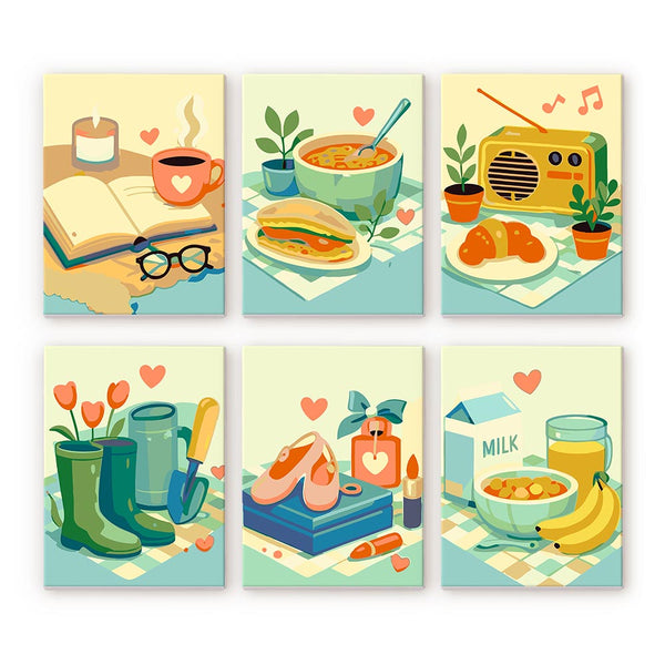 Mini Paint by numbers 6"x8" (6 pieces) - Little Joys Figured'Art