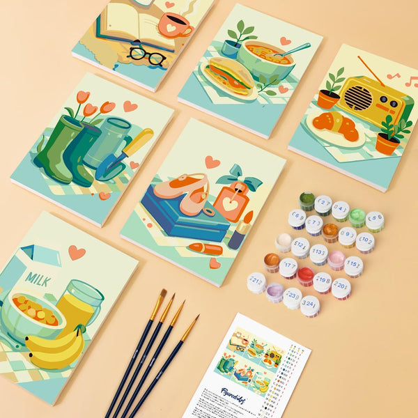 Mini Paint by numbers 6"x8" (6 pieces) - Little Joys