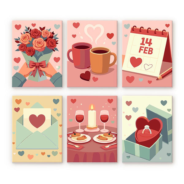 Mini Paint by numbers 6"x8" (6 pieces) - Moments of Joy Figured'Art