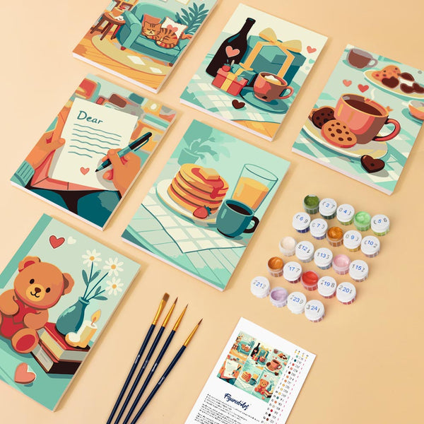 Mini Paint by numbers 6"x8" (6 pieces) - Cozy Love