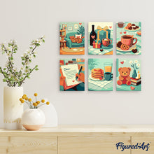 Load image into Gallery viewer, Mini Paint by numbers 6"x8" (6 pieces) - Cozy Love