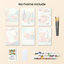 Load image into Gallery viewer, Mini Paint by numbers 6"x8" (6 pieces) - Cozy Love