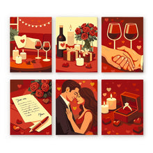 Load image into Gallery viewer, Mini Paint by numbers 6"x8" (6 pieces) - Romance and Love Figured'Art