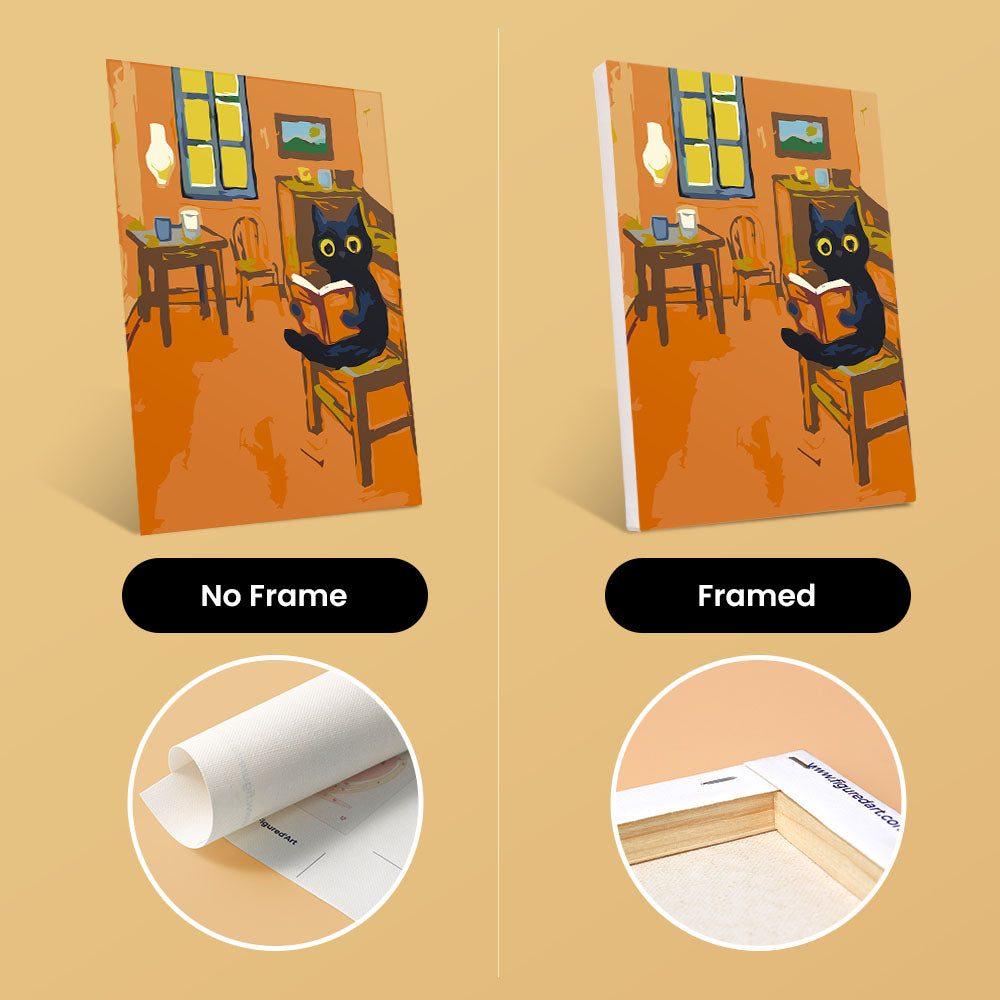 Mini Paint by numbers 6"x8" (6 pieces) - Van Gogh Style Cat