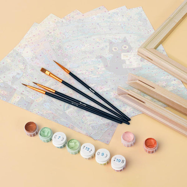 Mini Paint by numbers 6"x8" (6 pieces) - Claude Monet Style Cat