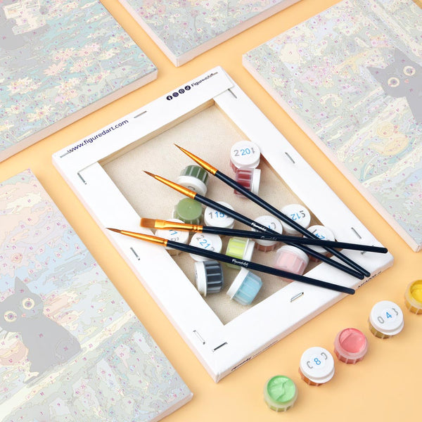 Mini Paint by numbers 6"x8" (6 pieces) - Claude Monet Style Cat