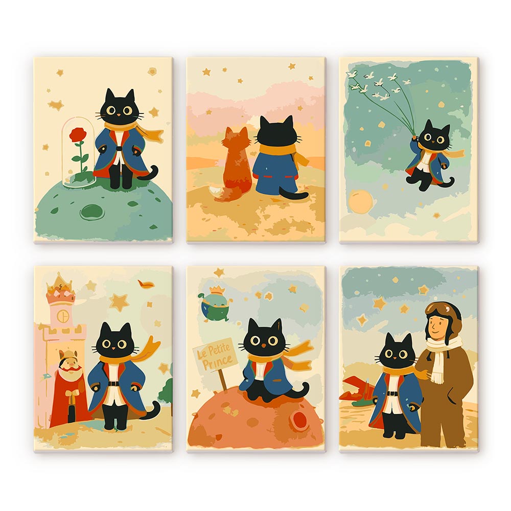 Mini Paint by numbers 6"x8" (6 pieces) - Little Cat Figured'Art