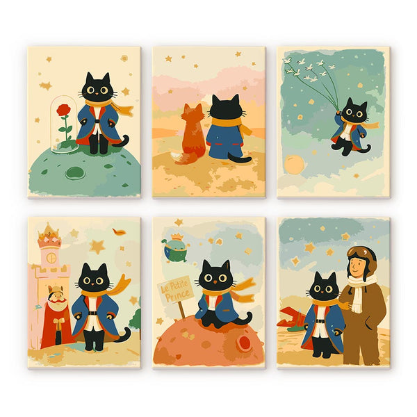 Mini Paint by numbers 6"x8" (6 pieces) - Little Cat Figured'Art