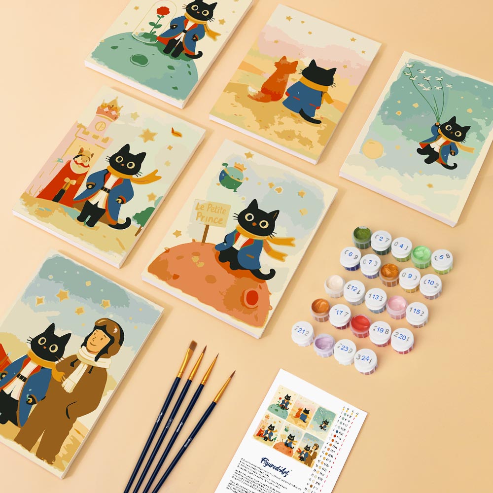 Mini Paint by numbers 6"x8" (6 pieces) - Little Cat