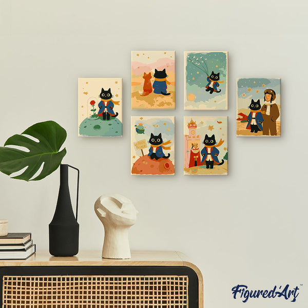 Mini Paint by numbers 6"x8" (6 pieces) - Little Cat