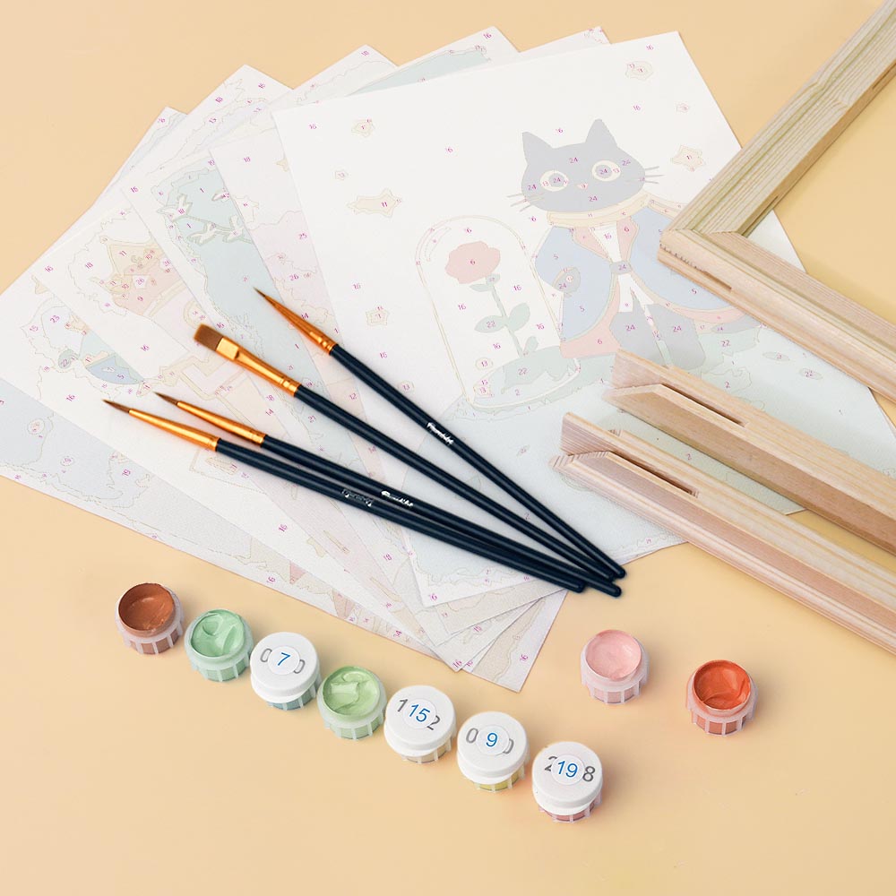 Mini Paint by numbers 6"x8" (6 pieces) - Little Cat