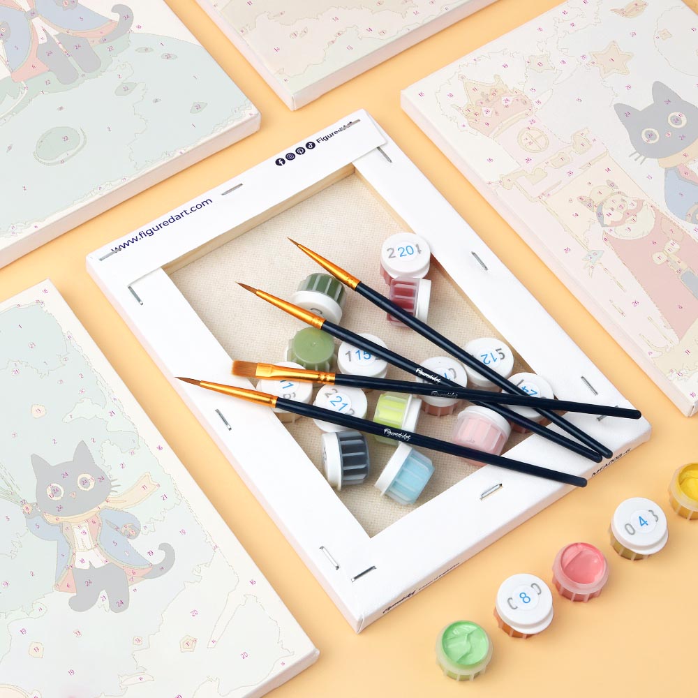 Mini Paint by numbers 6"x8" (6 pieces) - Little Cat