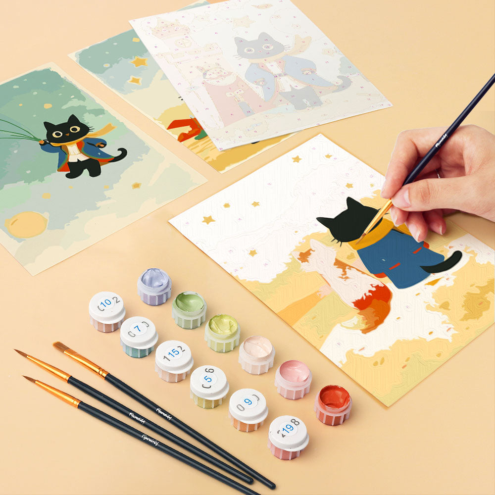 Mini Paint by numbers 6"x8" (6 pieces) - Little Cat